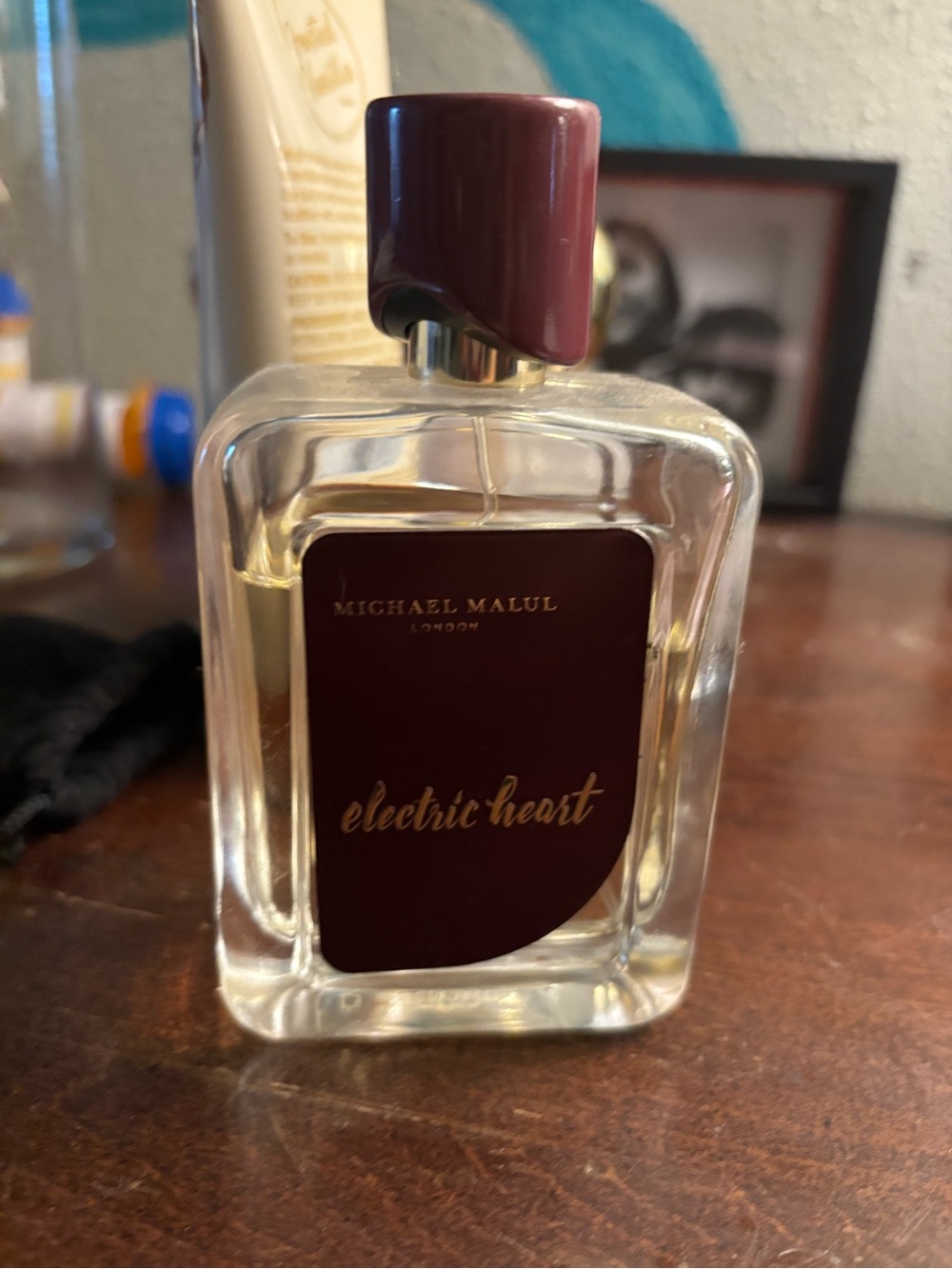 Electric Heart Decorative Bottle - Burgundy Accent